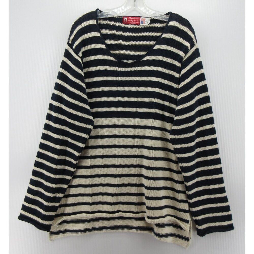 VINTAGE Binghamton Knitting Sweater Large Pullover Striped 80s USA